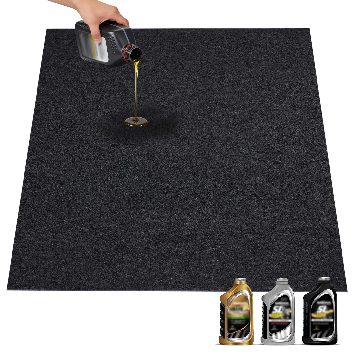 Grefinity Oil Spill Mat, 60" x 72" Oil Mat for Driveway, Under Car Pad for Garage Floor, Protects Against Oil, Chemicals & Stains with TPE Anti-Leak Backing, Reusable & Washable