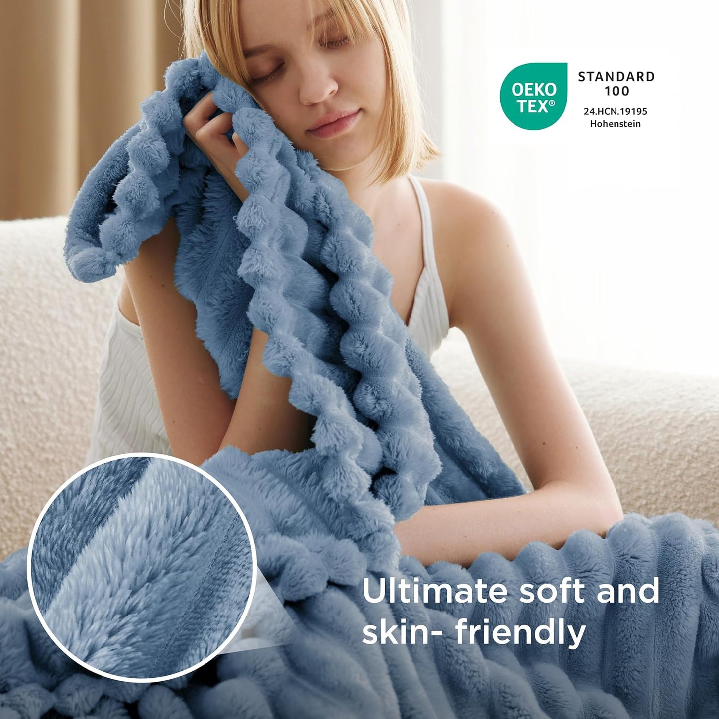 Bedsure GentleSoft Throw Blanket - Cozy Blue Couch Blanket, Perfect for Women & Girls, 50x70 Inches