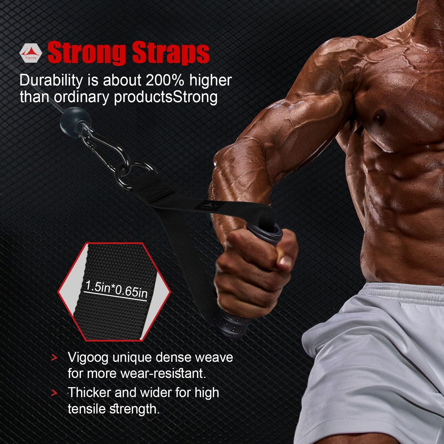 Vigoog Heavy Duty Gym Workout Handle Attachments - Powerful, Comfortable & Anti-Slip Rubber Exercise Grips for Cable Machines, Pulley Systems and Other Fitness Equipments
