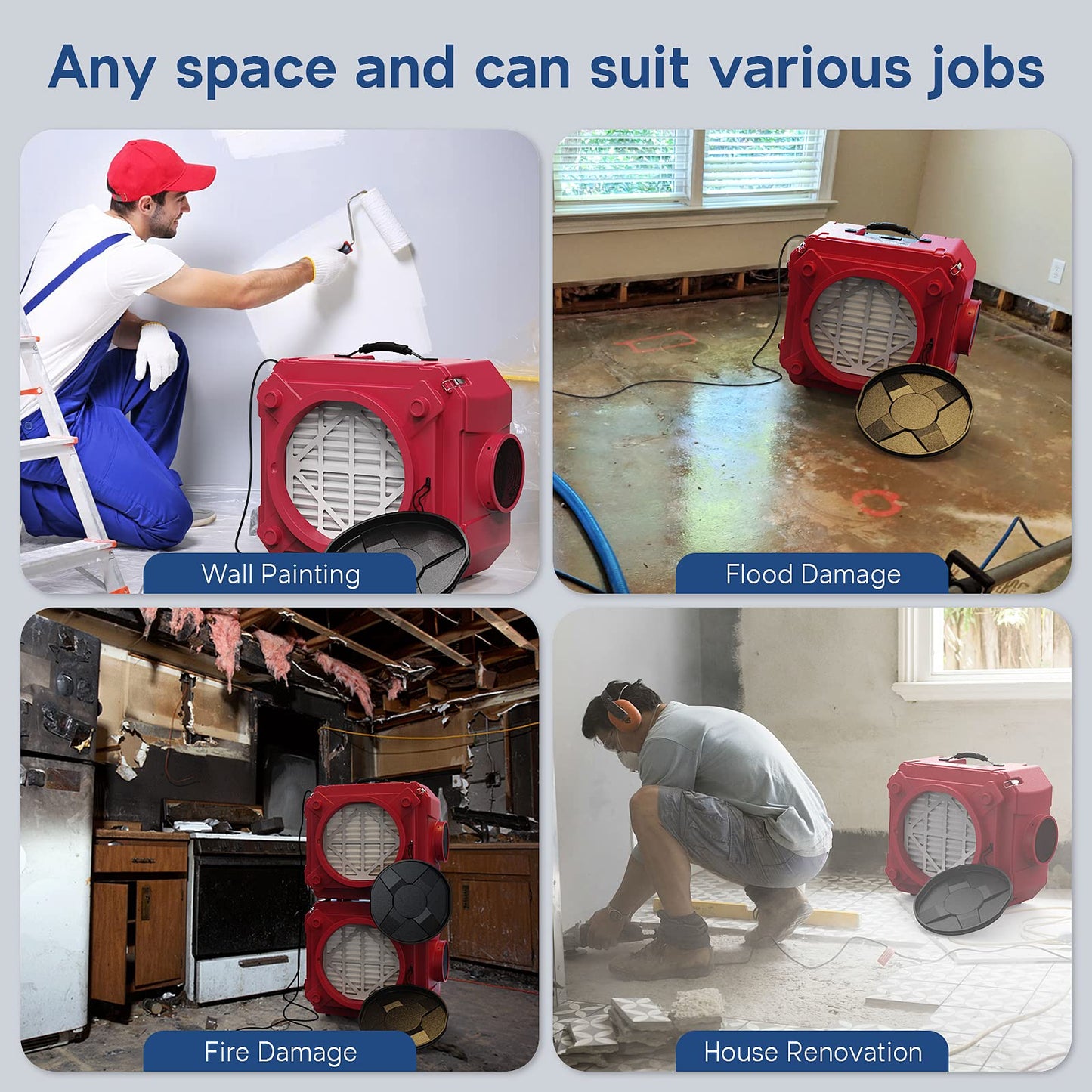 ALORAIR Water Damage Restore Pack with Commercial Dehumidifier, HEPA Air Scrubber, Air Movers for Flood Repair, Winter Storm Moisture Remove, Basement, Industrial Usage.