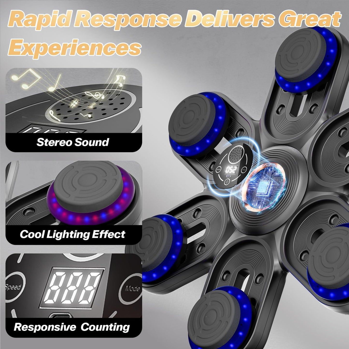 Sportneer Music Boxing Machine for Kids and Adults, Bluetooth Smart Music Punching Machine with Gloves and Movable Punching Pads, Wall Mounted Boxing Training Equipment for Home Gym Office Gift
