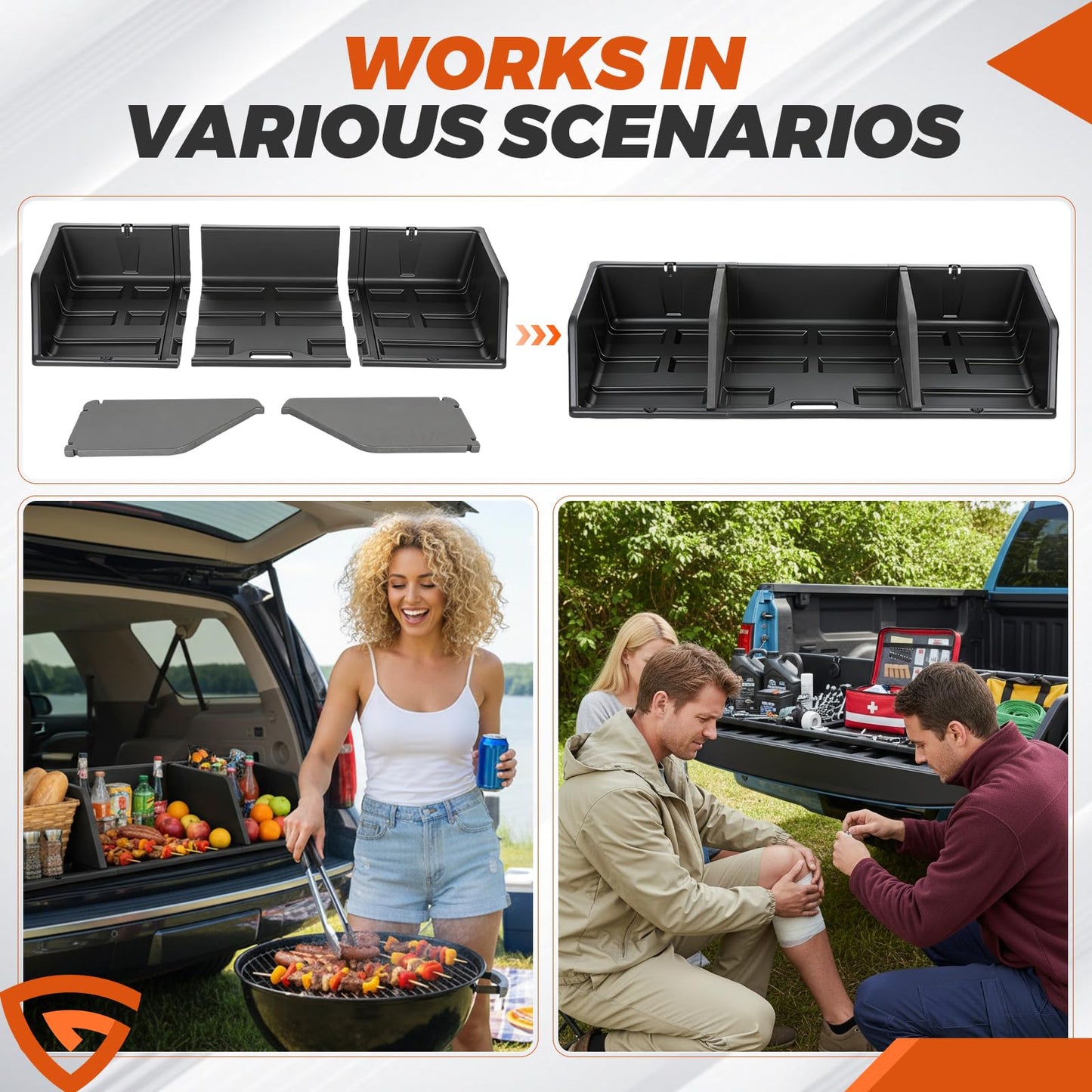 GEARLAST 56 inch Truck Bed Cargo Box, Truck Bed Organizers and Storage,Truck Bed Storage System with Isolation Netting and Tarpaulin, Tailgate-slide Design for Effortless Loading/Unloading