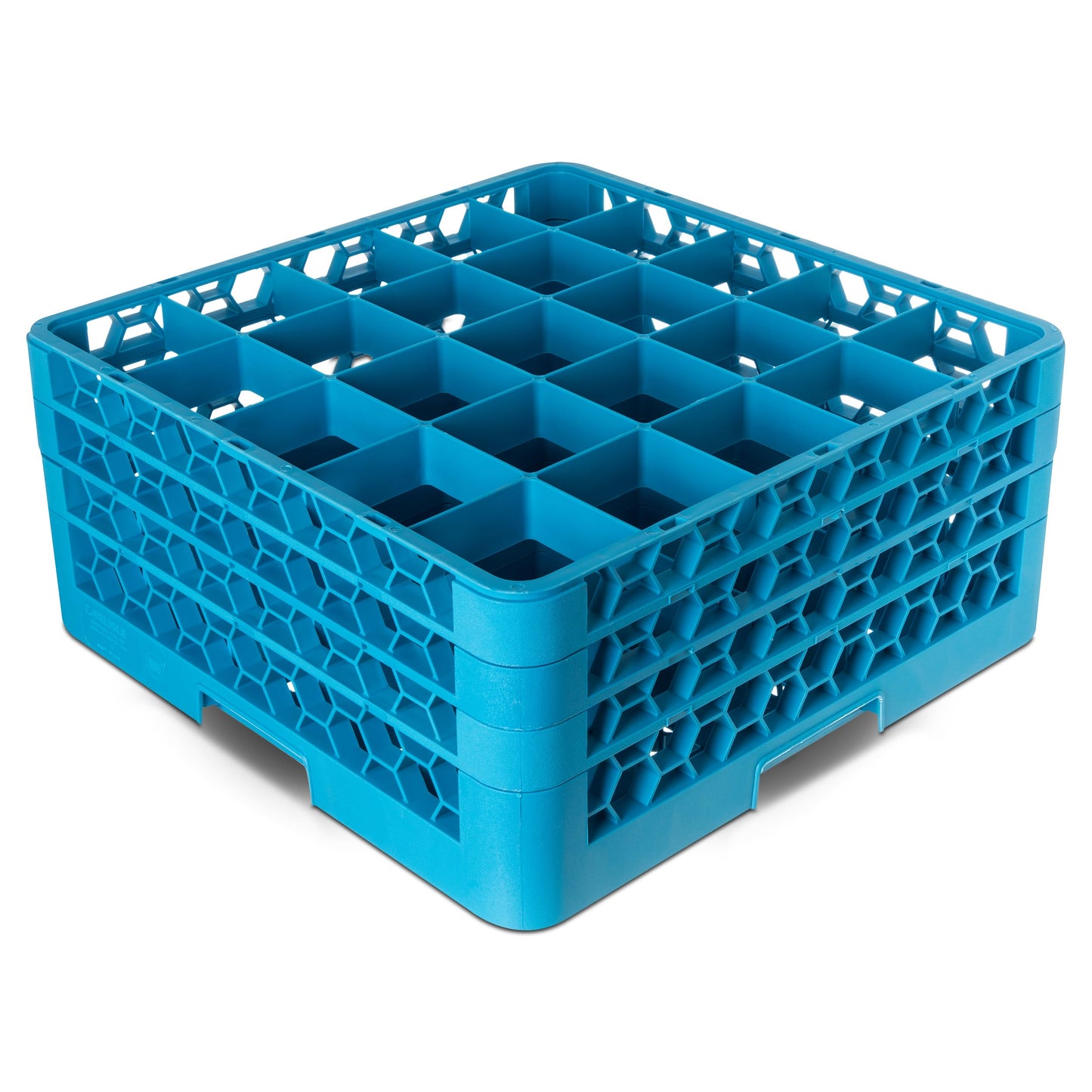 Carlisle FoodService Products OptiClean 25-Compartment Glass Racks With 3 Extenders for 3.19" Cups – Glass Racks for Restaurants Scratch-Resistant Texture, Blue, (Pack of 2)
