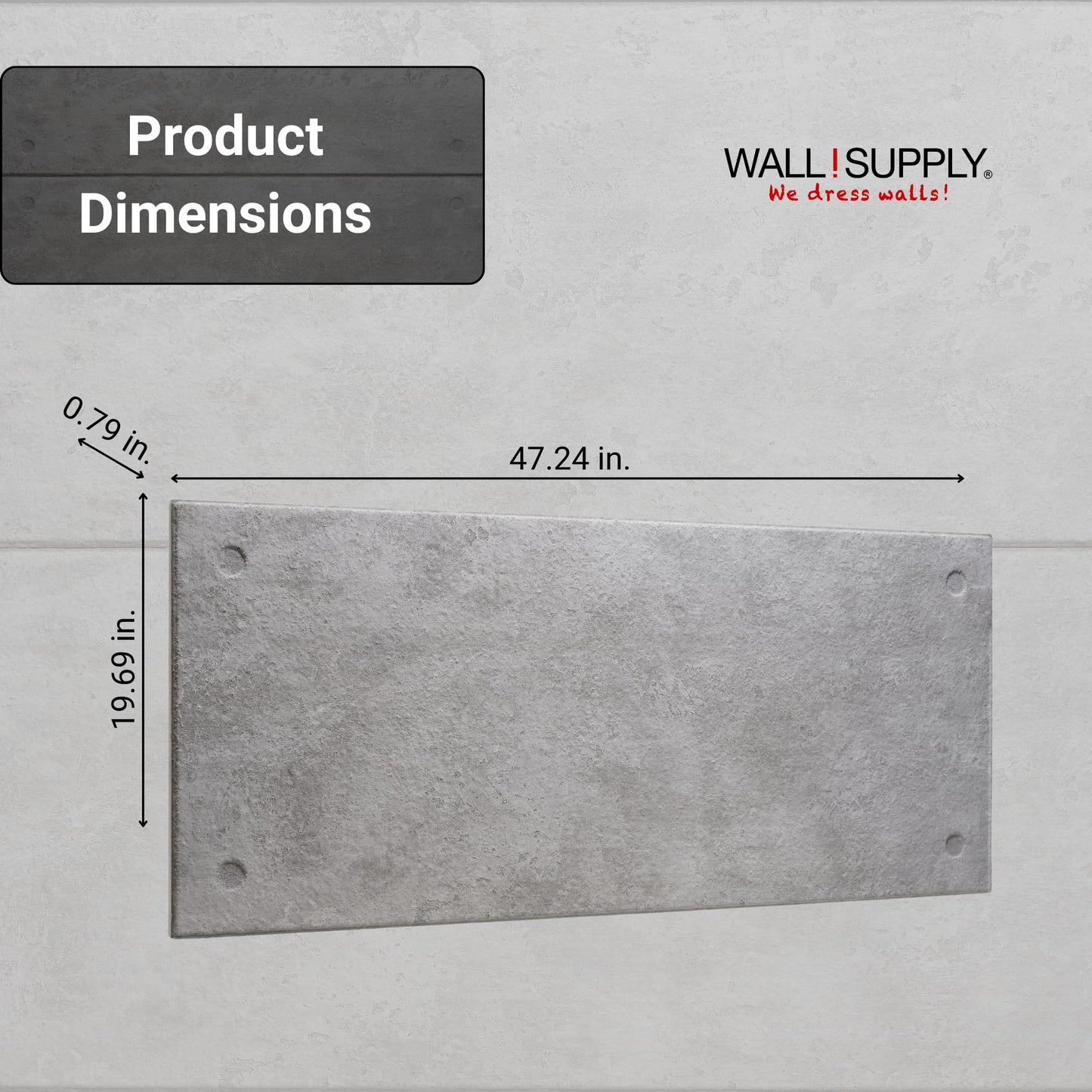 Wall!Supply 3D Wall Panels – Industrial Concrete Loft Style – Lightweight Foam (EPS) – Wallpaper Alternative for Living Room, Bedroom & Office – Easy DIY Installation – 4 Pack, Covers 25.84 Sq Ft