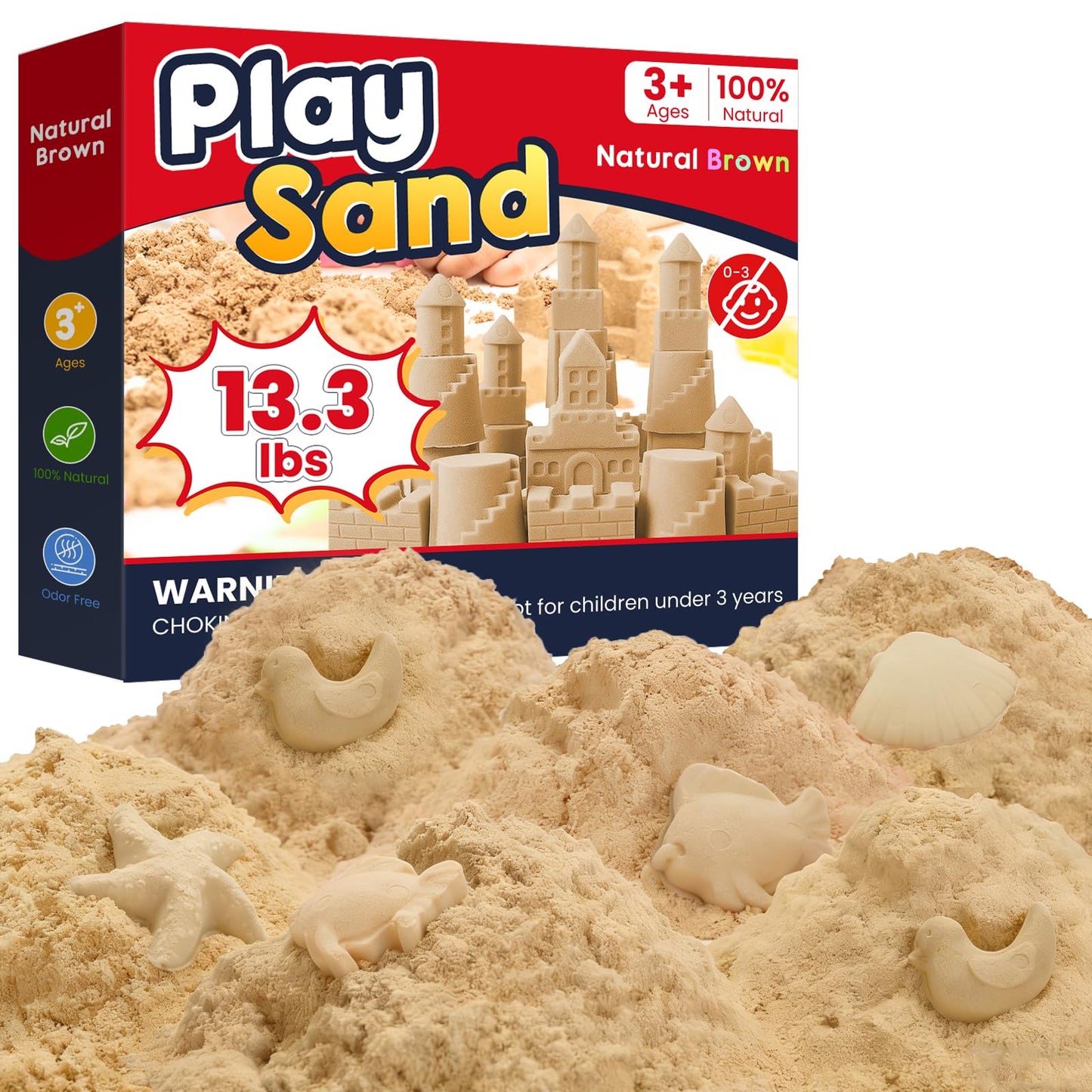 FURWEY 13.3lbs Play Sand, Natural Brown Sensory Sand,Suitable for Children to Shaping, Squeezing and Sculpting（Without Molds）