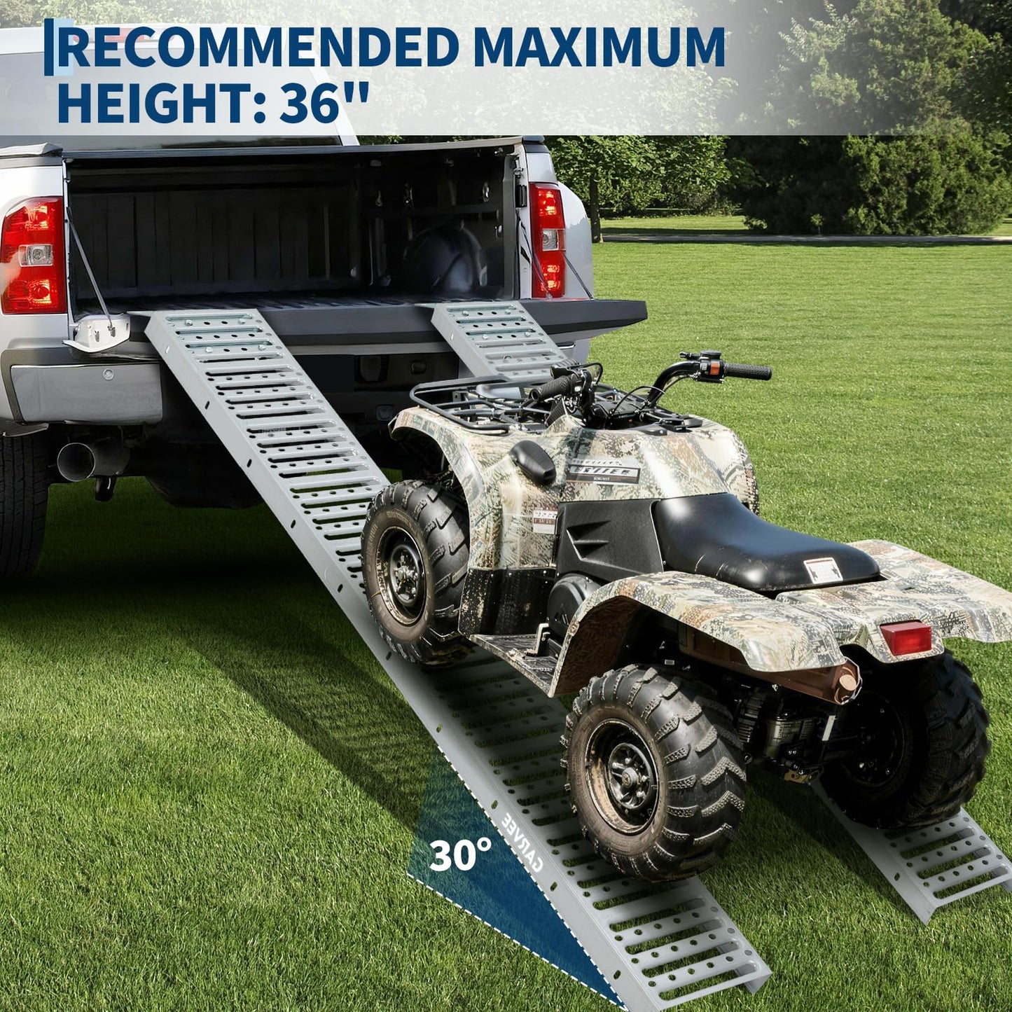 Garvee 72"x9" Heavy Duty Steel Loading Ramps (2 Pack) – 1000 Lbs Capacity, Non-Folding Truck & Trailer Ramps for Motorcycles, Dirt Bikes, ATVs, E-Bikes, UTVs – Portable Design