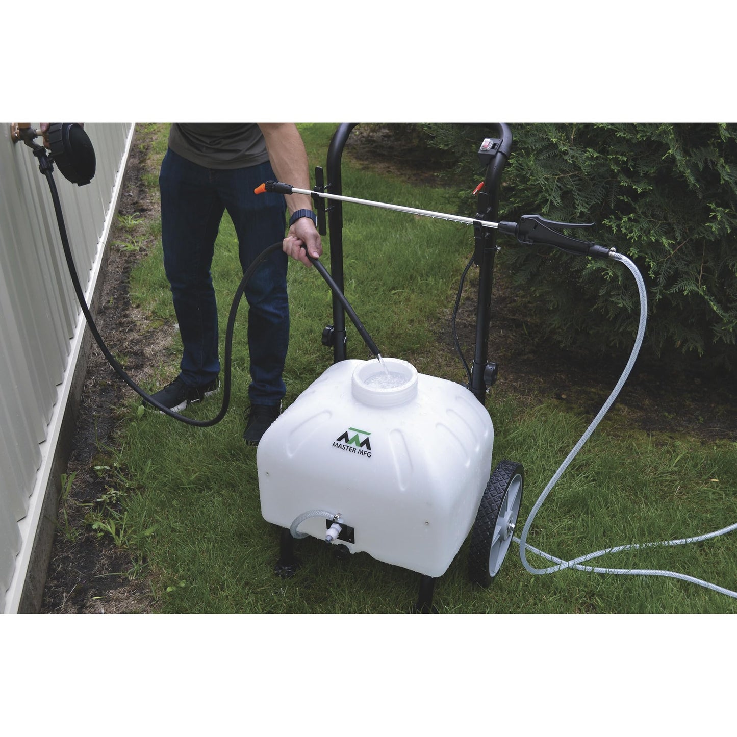Master Mfg Revolt Lithium-Ion Series 9 Gallon Pull & Tow Sprayer-1.0GPM, 50" Swath