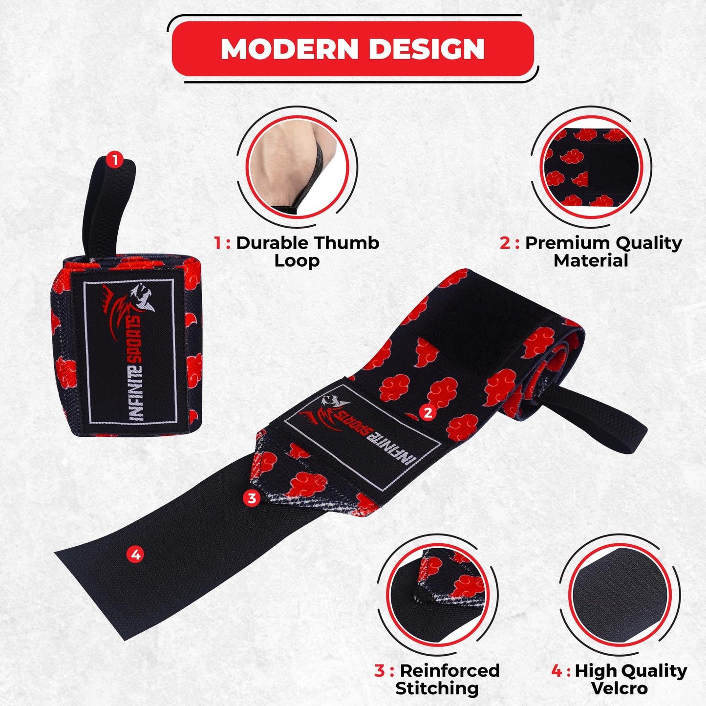 Weight Lifting Wrist Straps with Neoprene Padding – Heavy Duty Deadlift Straps for Weightlifting, Powerlifting Gym Training (Red Cloud, Standard)