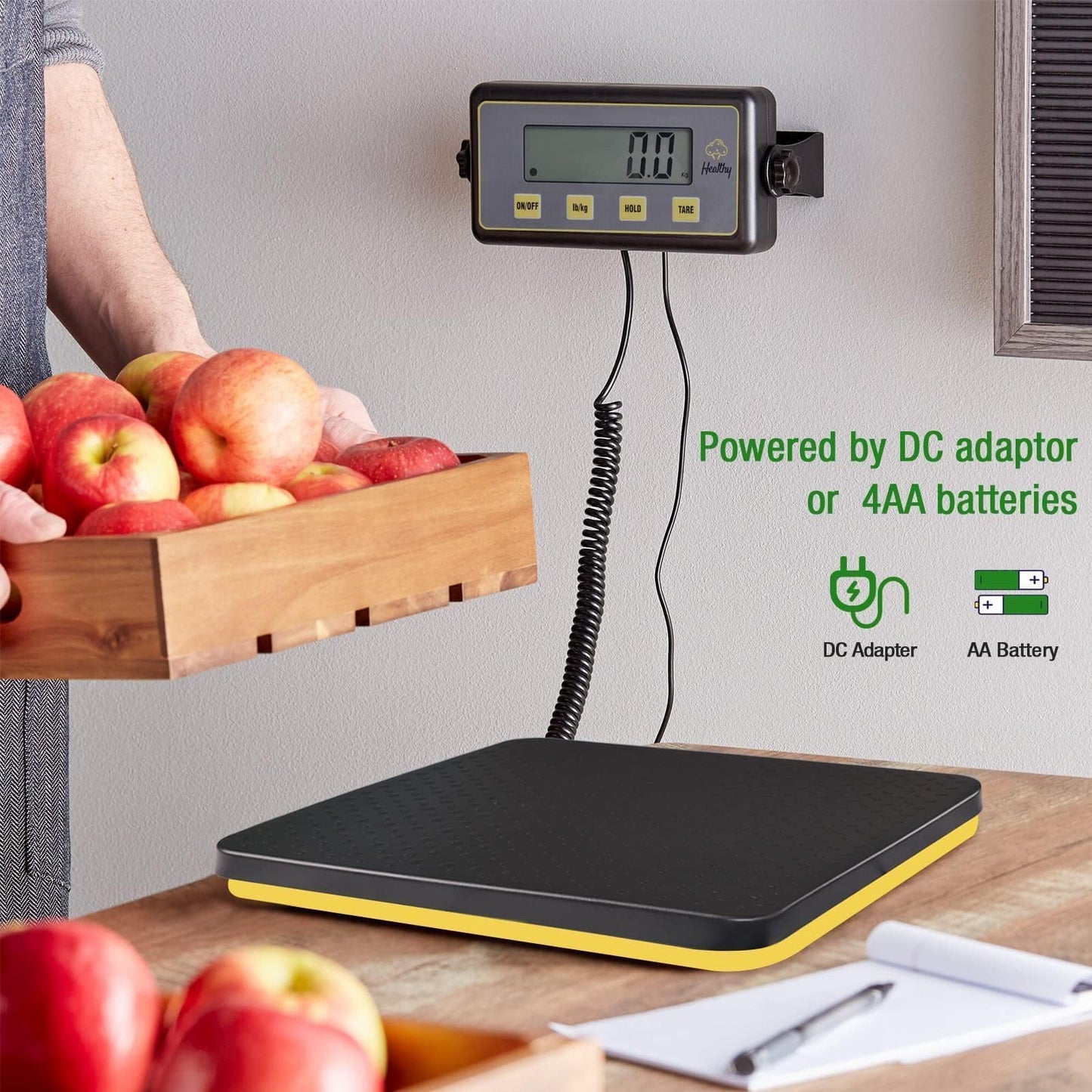 Shaledig 400lbs Commercial Scale Digital Receiving Scale with Anti-Slip Aluminum Platform, High Accuracy Food Scale with Hold/Tare/Auto-Off, Kitchen Scale with LCD Display for Restaurant/Cater