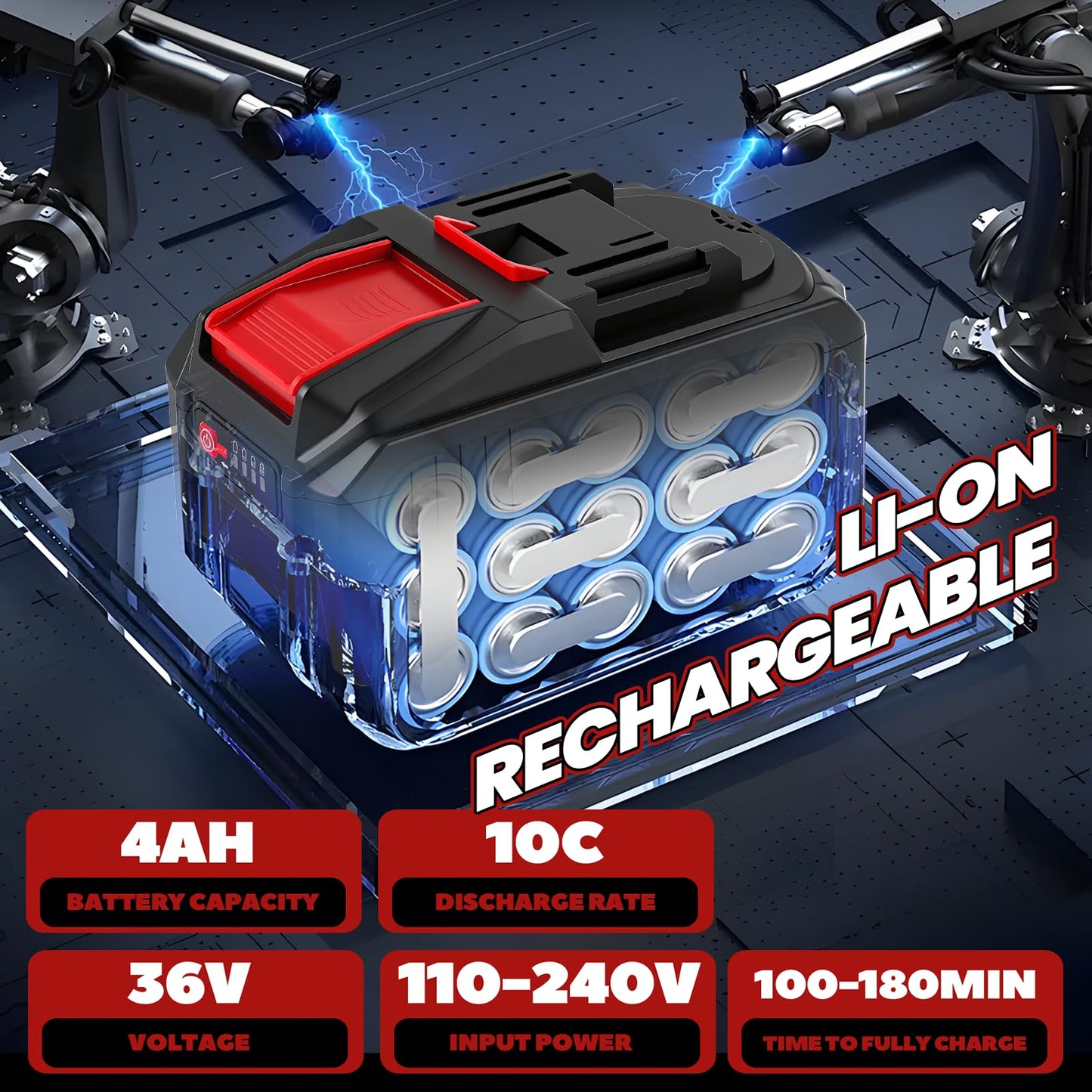 NEWTRY Cordless Rebar Cutter Cutting up to 5.31”(4-135mm), 36V Electric Rebar Cutter, Cordless Cutting Edge Saw Cutting Speed 4-5S Portable Rebar Cutter with Suitcase