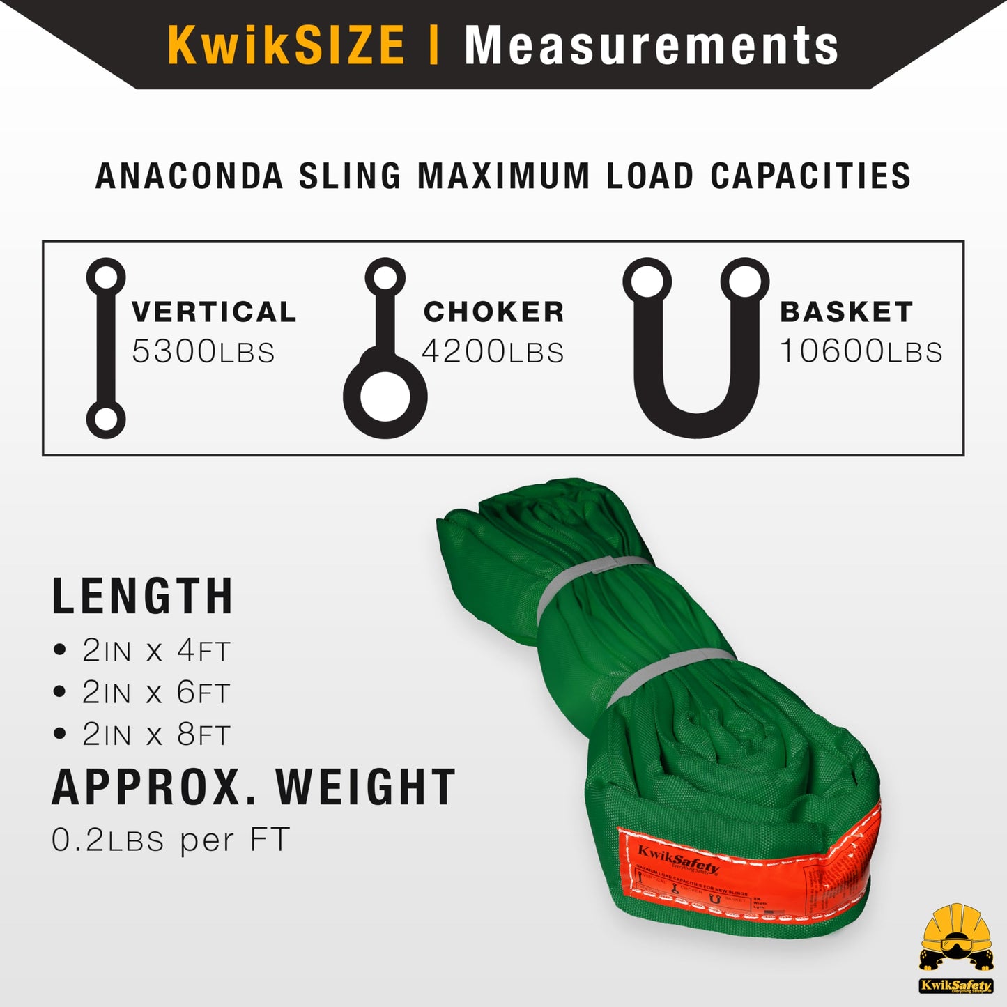 Heavy Duty Lifting Strap - Anaconda - Endless Loop Strap for Industrial Lifting Slings - Green - 2" x8'