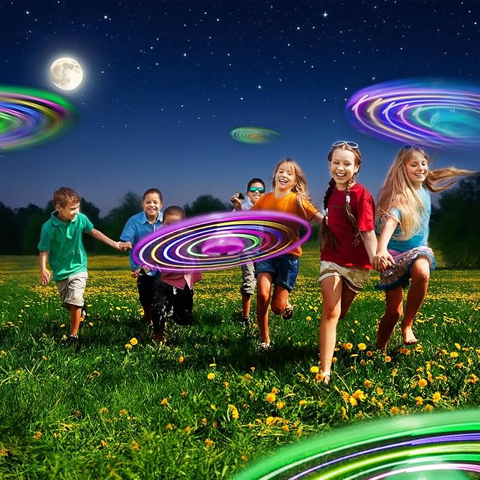 M.best 12 Sets LED Flying Set, Fun Flying Saucers Toys for Kids with Flashing Lights, Flying Toy Outdoor Toys Glow in The Dark Party Supplies Party Favors for Kids 4-8 8-12