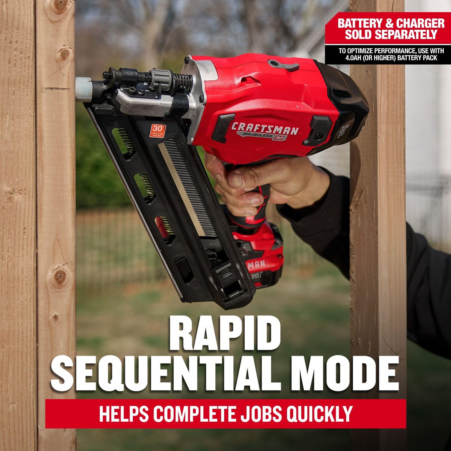 CRAFTSMAN V20 Brushless Cordless 30° Framing Nailer (Tool Only) (CMCN630PTB)