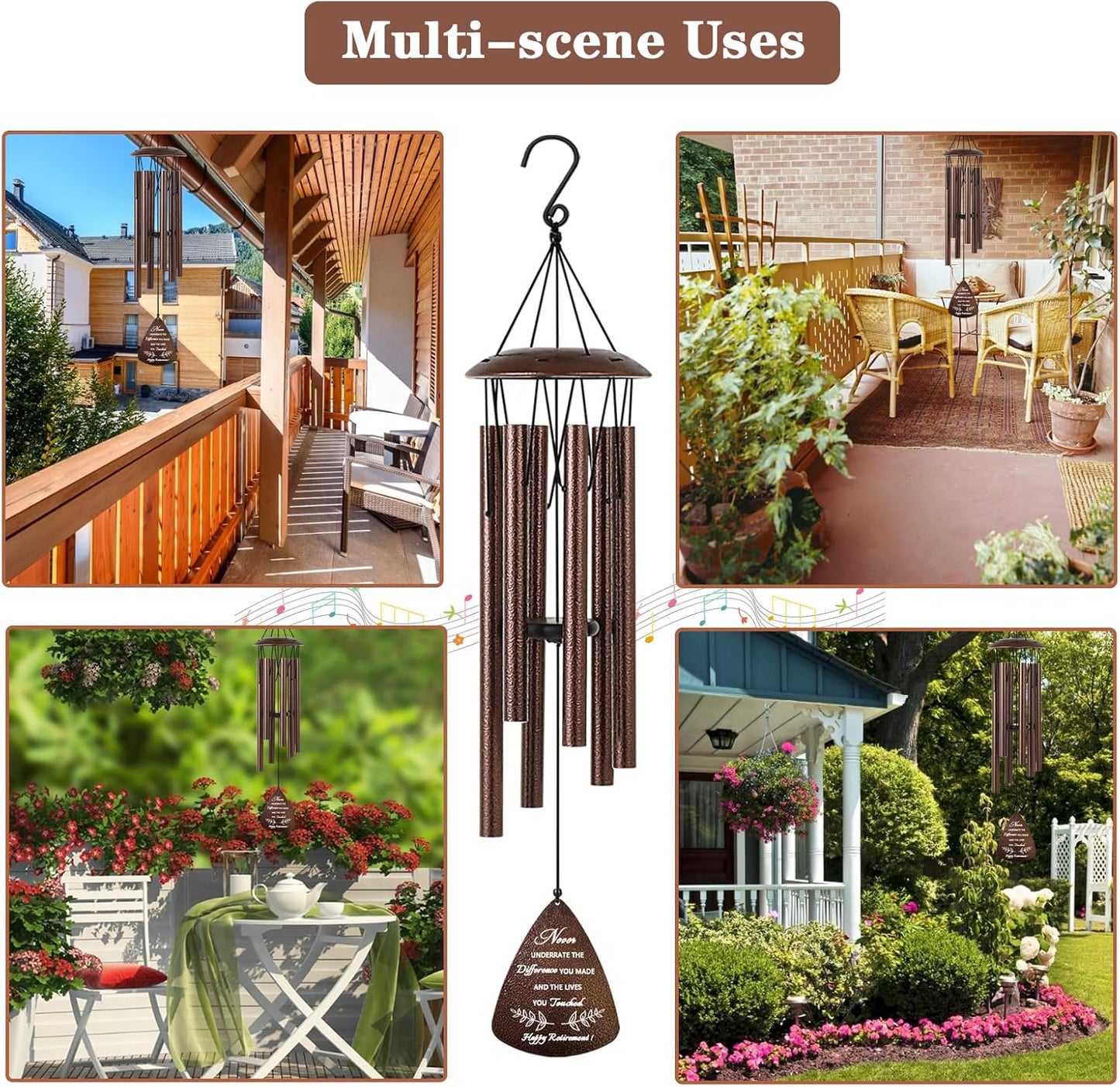 Soopau Wind Chimes - Thoughtful Retirement Gift for Men & Women | 32" Size for Colleagues & Friends