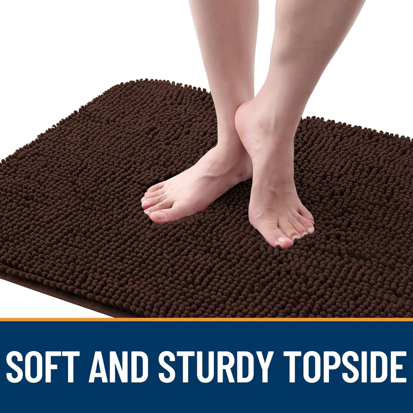OLANLY Dog Door Mat - Absorbent Non-Slip Mud Mat for Dogs | Quick Dry Chenille, 36x24, Brown