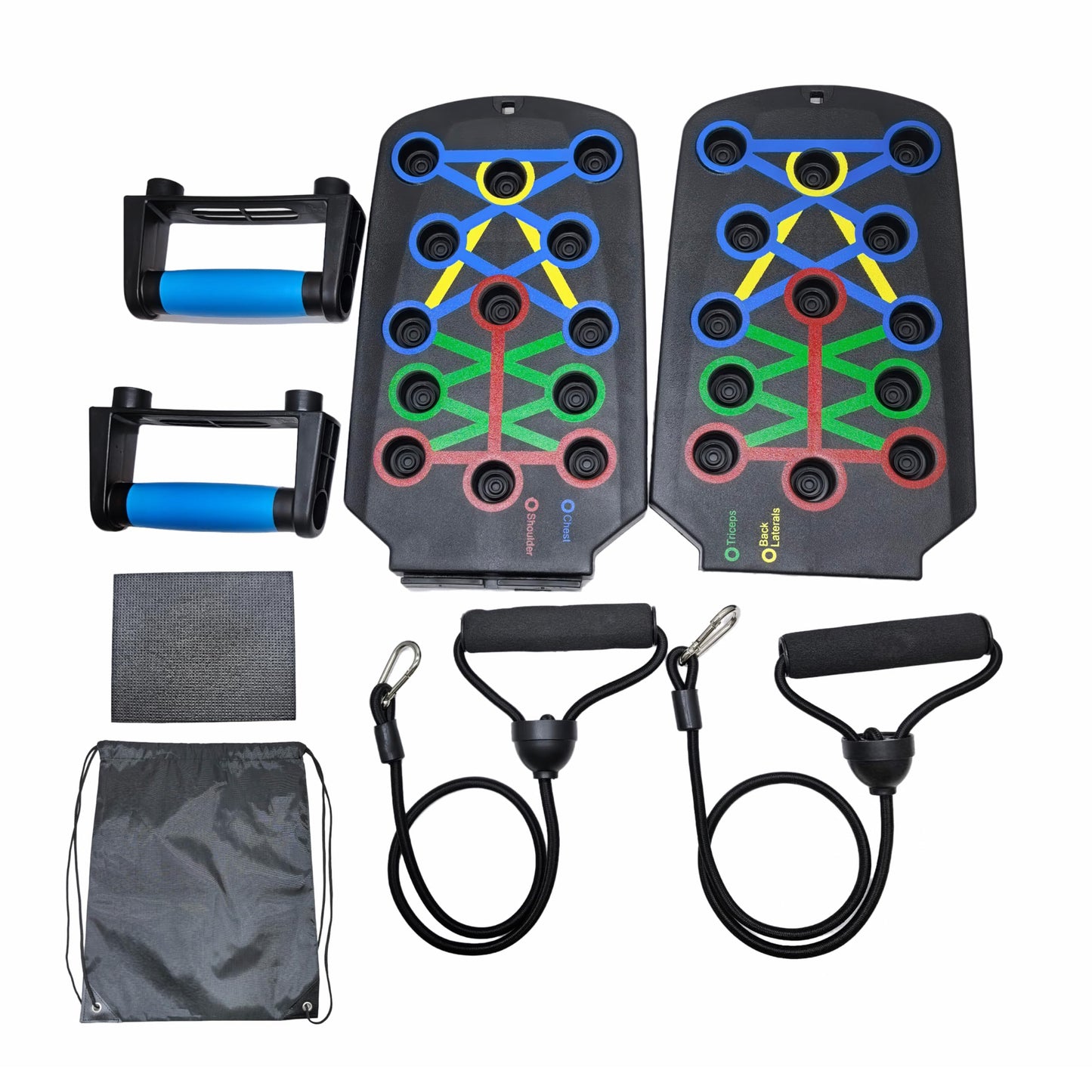 Muxiyilu Push Up Board for Home Workout, Multifunctional 28 in 1 Foldable Pushup Station with Non-Slip Mat, Resistance Bands & Storage Bag. Perfect All-in-One Strength Training Equipment for Chest, Arms, Core, and Back, Compact Gym Gear for Men & Women