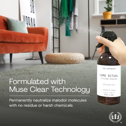 Muse Apothecary Odor Eliminator Spray - Active Furniture & Bathroom Deodorizer - 4oz Mediterranean Citrus