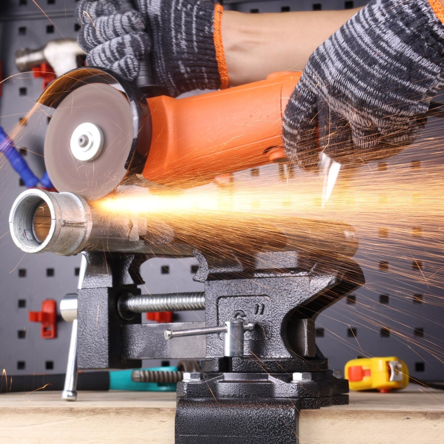 Bench Vise, 6" Jaw Width, Table Vise For Workbench,2-in-1 Multi-Purpose Heavy Duty Bench Vice With Two Multifunctional Jaws, 270° Swivel Base Home Vise for Woodworking, Welding and DIY