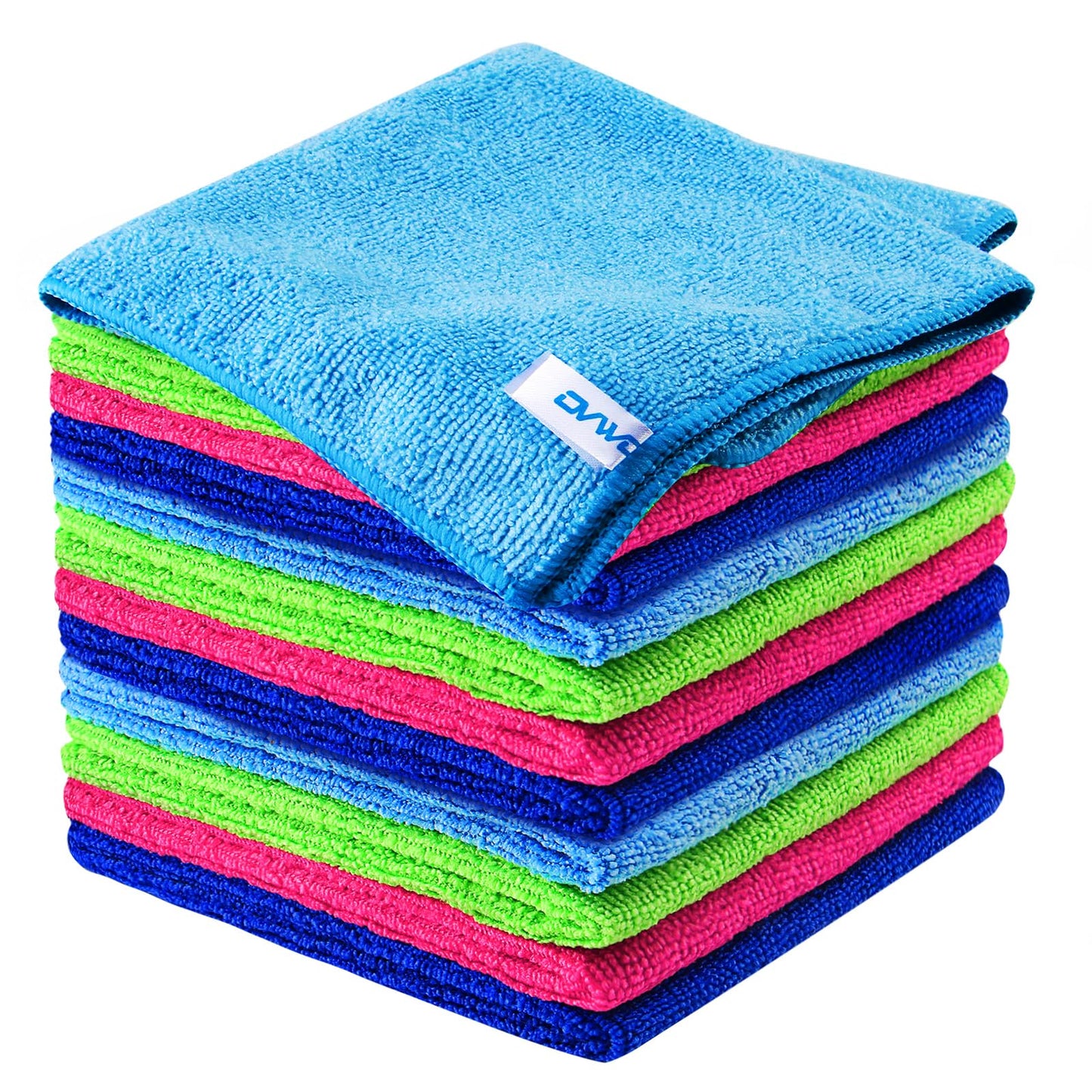 ovwo 12Pcs Premium Microfiber Cleaning Cloth, Highly Absorbent Household Cleaning Supplies - for Kitchen Towels, Dish Cloths, Dust Rag