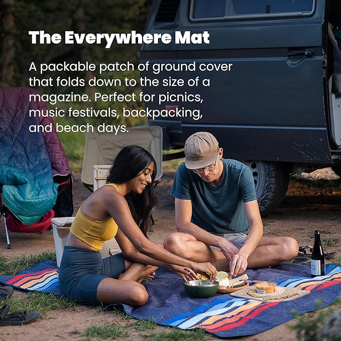 Rumpl Everywhere Mat, Waterproof Picnic Blanket and Ground Mat for Camping, Hiking, and Picnicking, 52x75 Inches, Magic Mushrooms