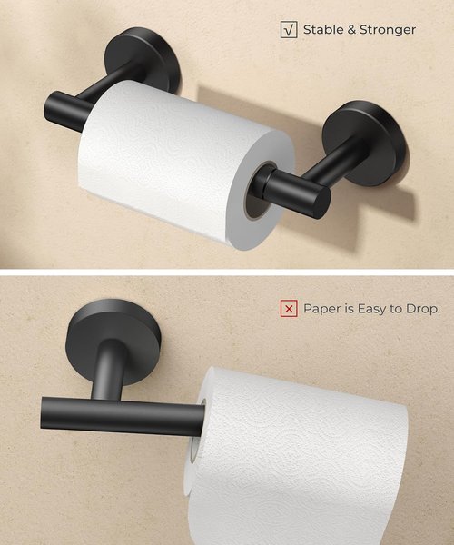 Forious Matte Black Toilet Paper Holder & Towel Ring Set - Stylish Bathroom Accessories
