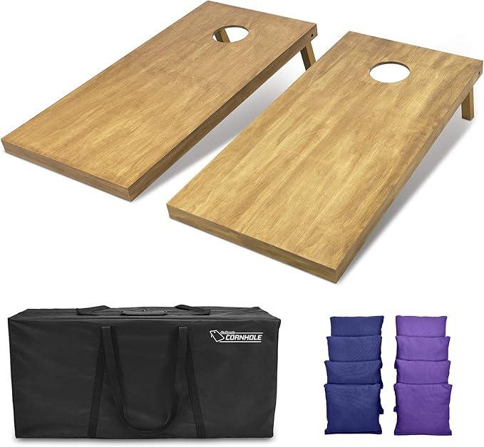 GoSports 4 ft x 2 ft Regulation Size Wooden Cornhole Boards Set - Includes Carrying Case - Full Regulation Size Bean Bag Toss Boards