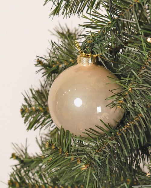 DN DECONATION Glass Christmas Ornaments - Set of 9 Champagne Baubles for Tree Decoration | 3.15” Size