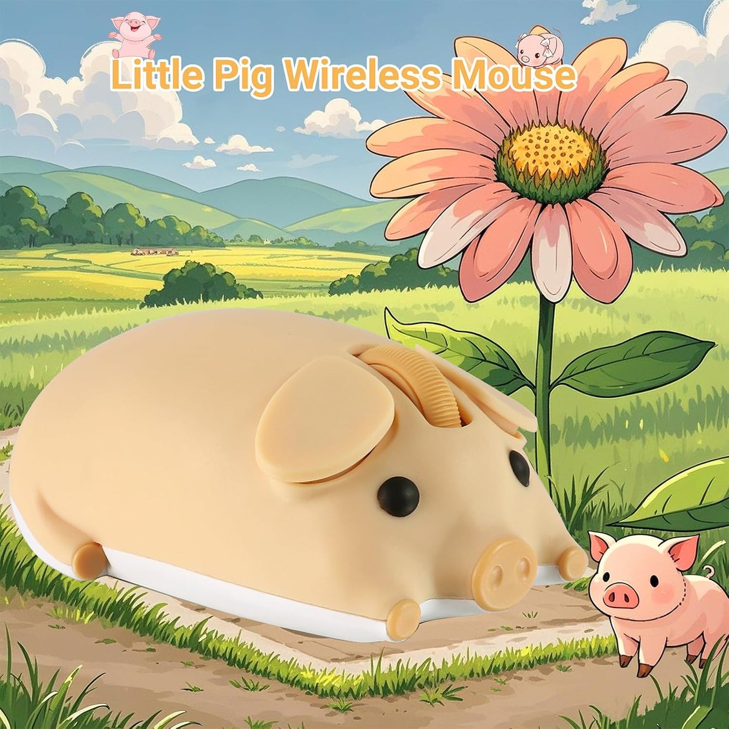 elec Space Cute Pig Design Wireless Mouse Dual Mode Bluetooth & USB Mouse, Silent Operation, Ergonomic, Perfect