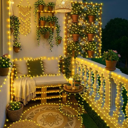 KNONEW 203FT 600 LED Outdoor Fairy Lights - Waterproof Christmas Decor with 8 Modes | Warm White