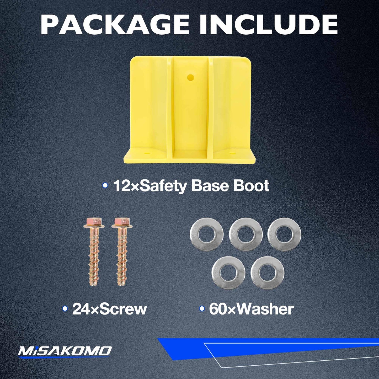 12PCS Yellow Safety Base Boot - Guardrail Base with Toeboard Slots - Reusable Fall Protection Accessories for Residential & Commercial Construction
