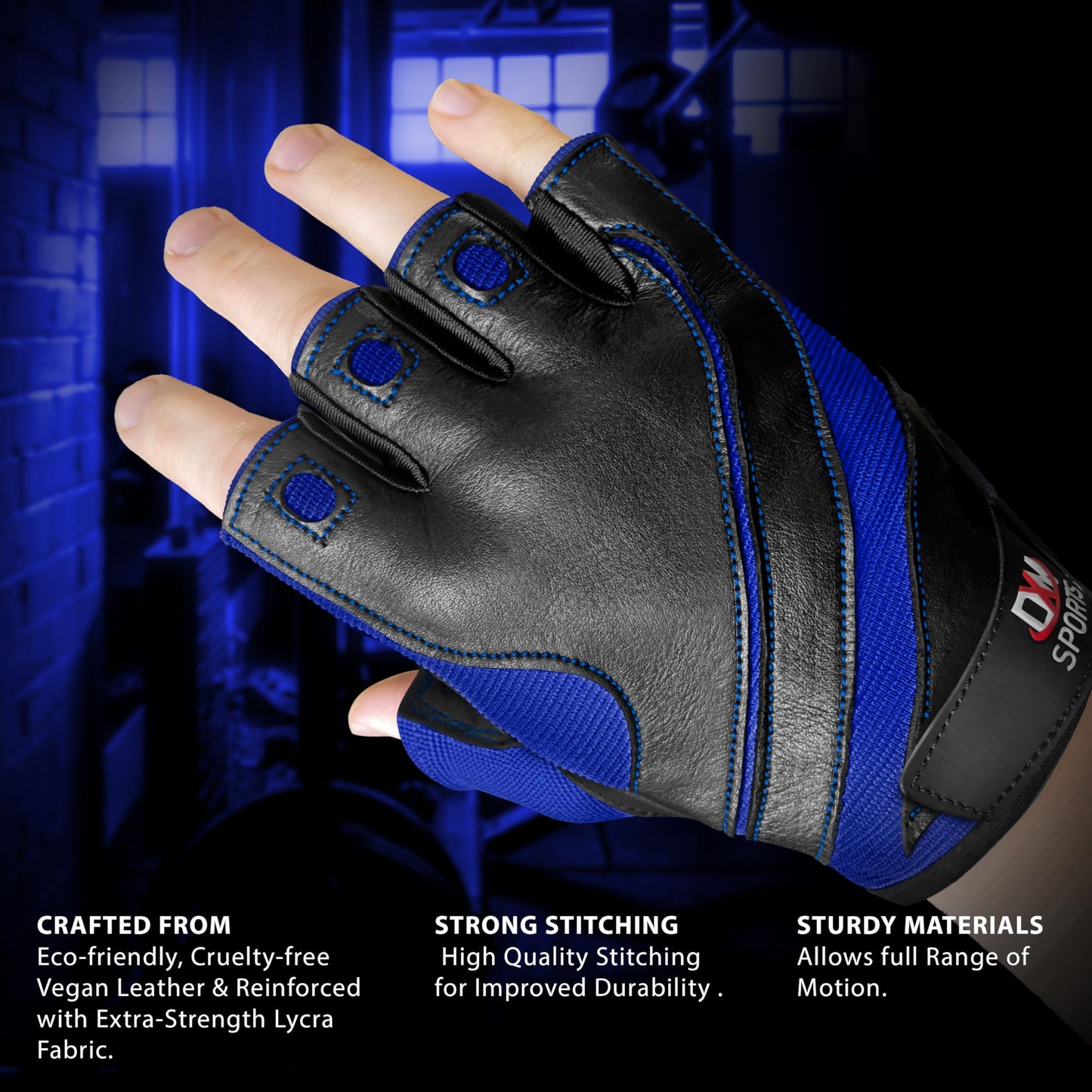 DXM SPORTS Workout Gloves for Men and Women, Gym Weight Lifting Gloves with Wrist Support - Breathable, Anti-Slip Gloves for Exercise, Fitness, Cycling, Training, Outdoor Sports (Blue, XX-Large)