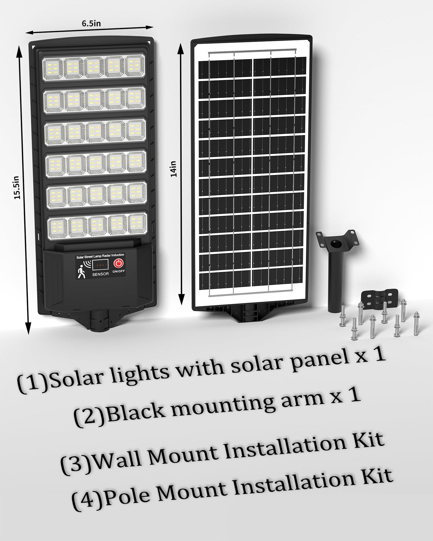 Ofuray Solar Lights Outdoor Waterproof, 3000K/4000K/6500K Dusk to Dawn Solar Security Light with Motion Sensor & Remote Control, IP66 Waterproof High Power LED Lighting for Wall,Yard,Outside Tri-4P