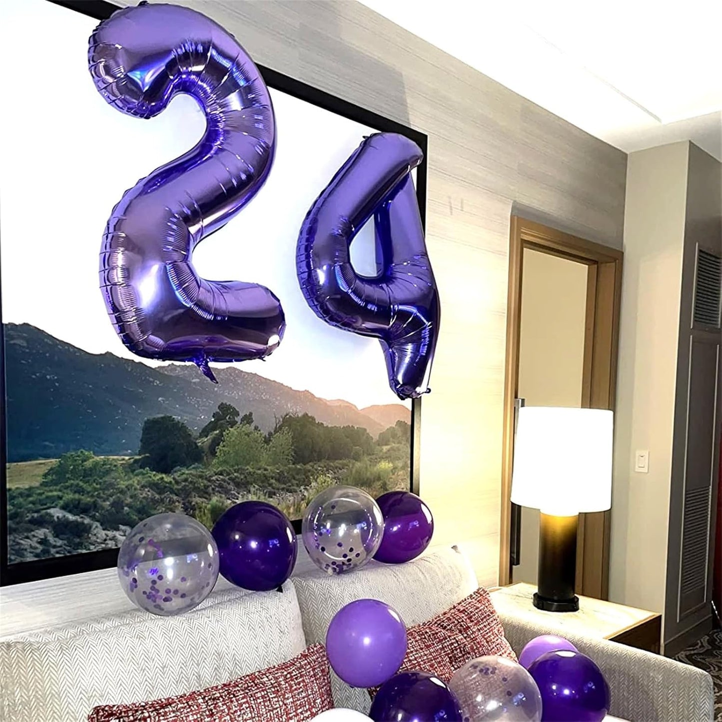 Purple Number 40 Birthday Balloons - 40 Inch Large Mylar Foil 4 & 0 for Women’s 40th Party Decor