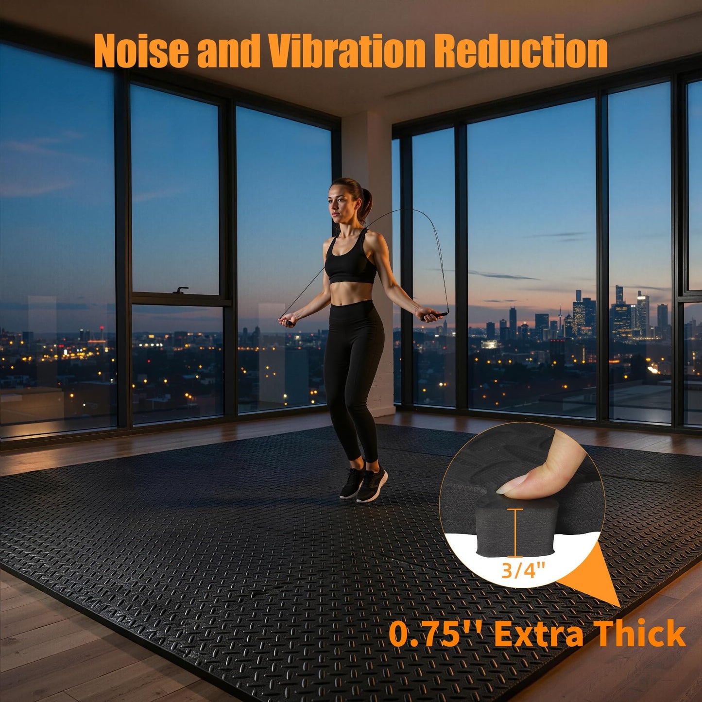 ZENY Puzzle Exercise Mat, 0.75'' Thick EVA Interlocking Foam Floor Tiles, Workout Mat Gym Flooring for Home Gym, 24 in x 24 in x 3/4 in, 24 Tiles, Cover 96 sq.ft (3/4'' Thickness, 24 Tiles 96 sqft)