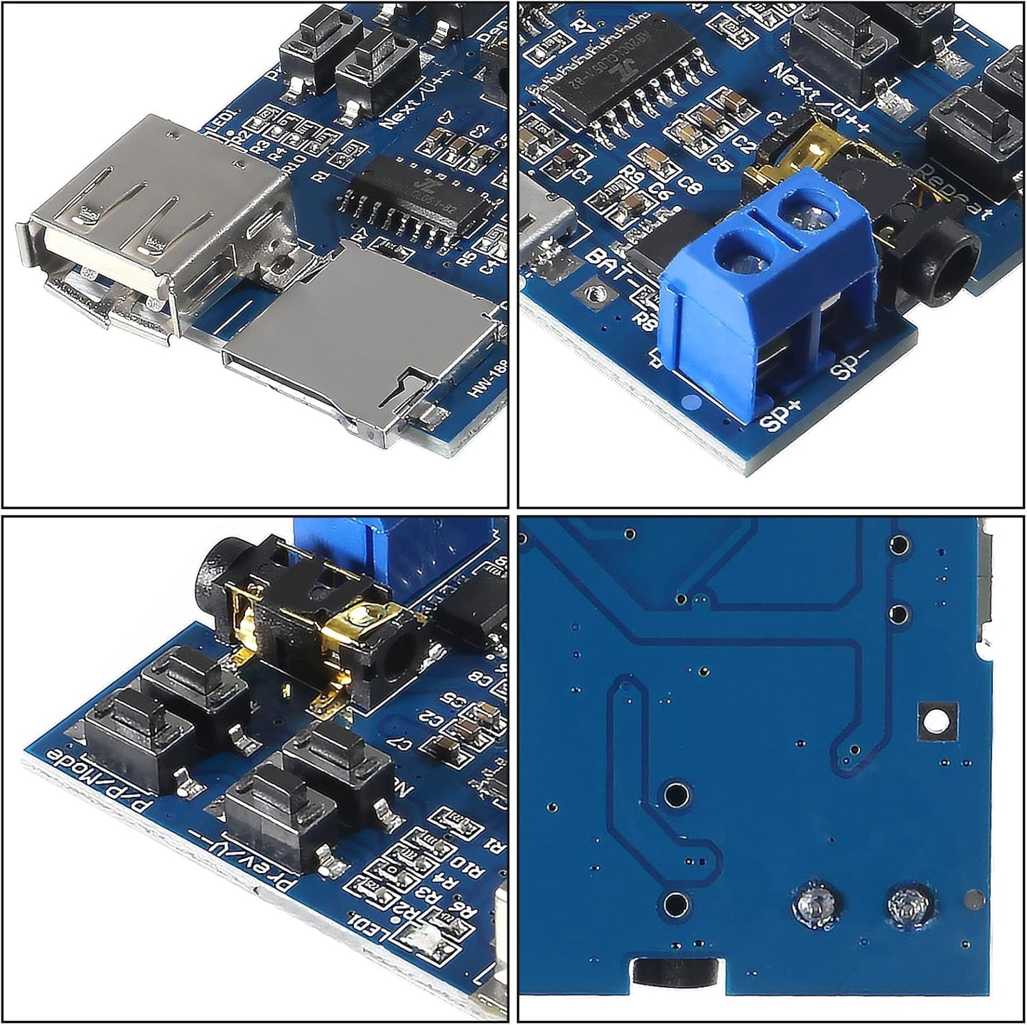 Coliao 8pcs MP3 5V Decoder Player Module TF Card U Disk Play with Audio Amplifier Audio Decoding Player Module Micro