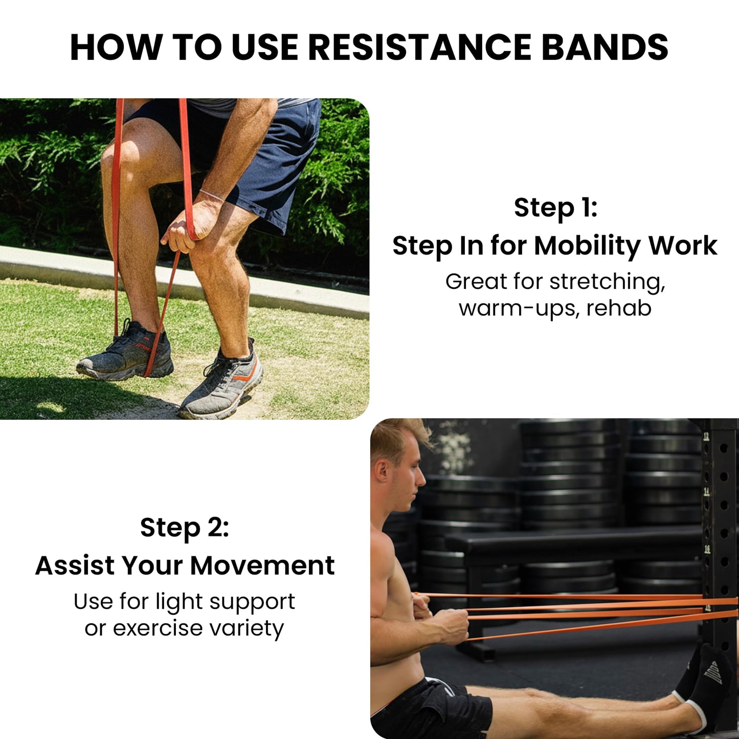 Functional Fitness Pull Up Assist Resistance Bands | Heavy Duty Loop Exercise Bands for Powerlifting, Mobility, and Stretching | Travel Friendly Resistance Bands for Workout | Combo Pack of 2