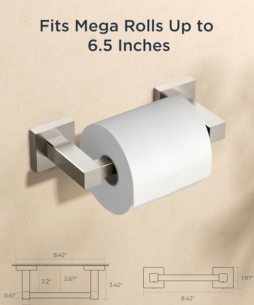 FORIOUS Toilet Paper Holder - Rustproof Stainless Steel Double Post Pivoting Design | Brushed Nickel Finish