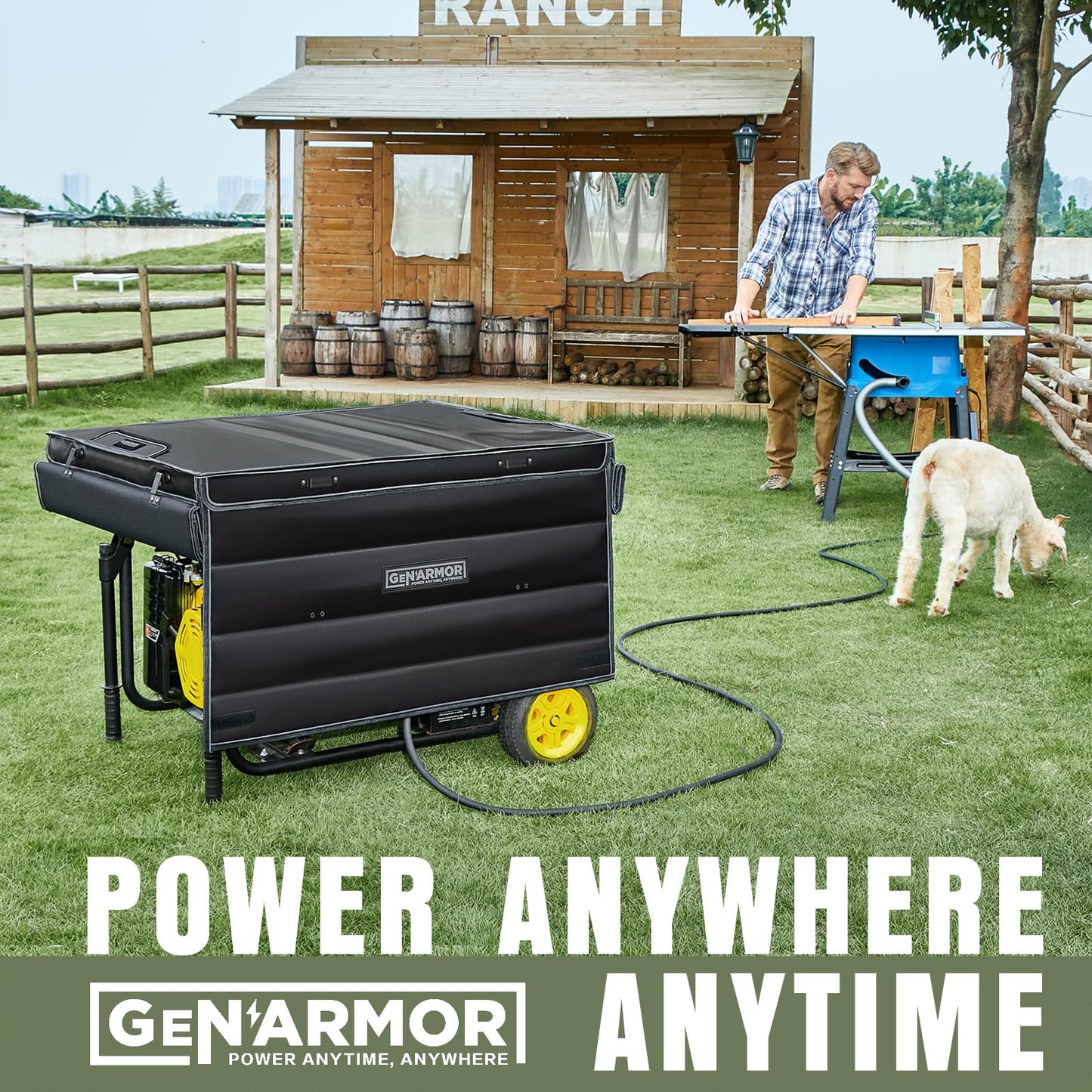 GenArmor Generator Covers While Running, 100% Waterproof Heavy Duty Tarps Generator Tent, Portable Outdoor Generator Enclosure for Most 4000w~13000w Generators, Black, Standard