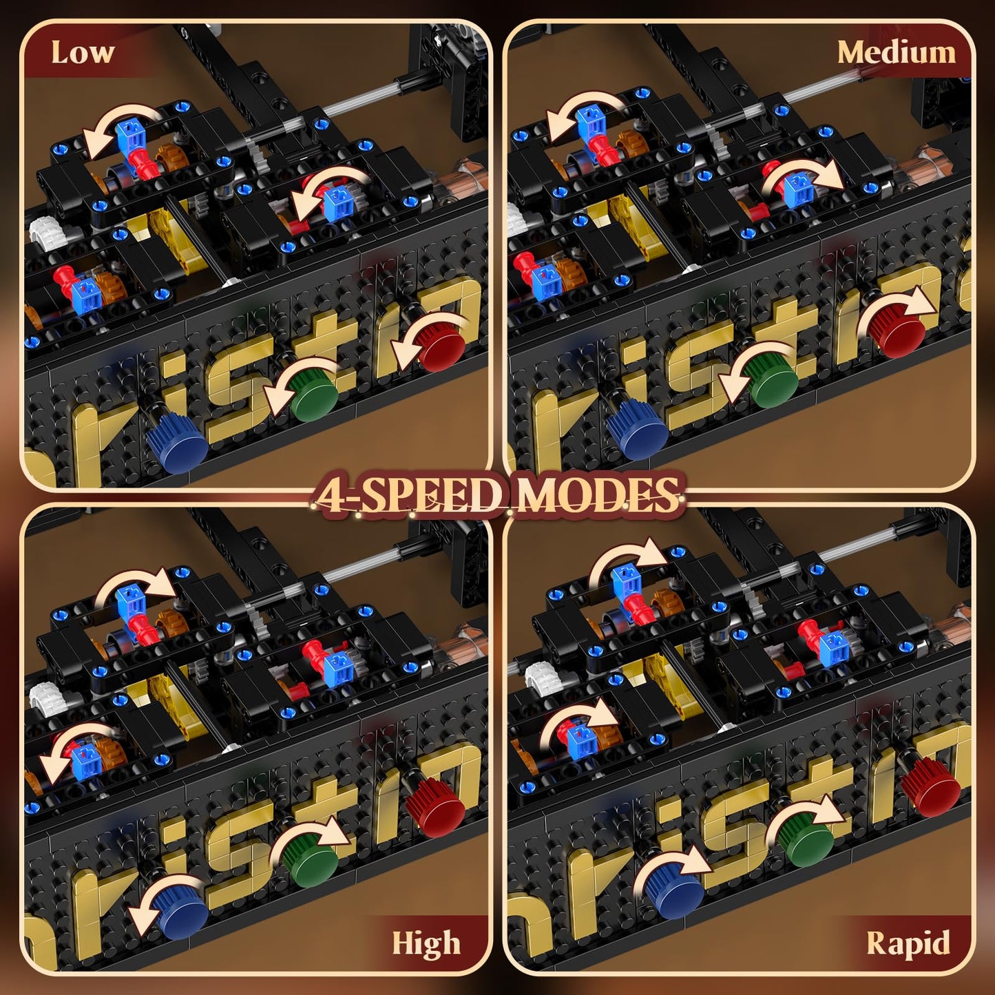 Mould King 10170 Music Box Building Sets, 2344+ PCS Rotating Christmas Music Box with 4 Speed Adjustable Mode, Black Gold Design with Festive Patterns, Collectible Decoration Gift for Adults Age 14+