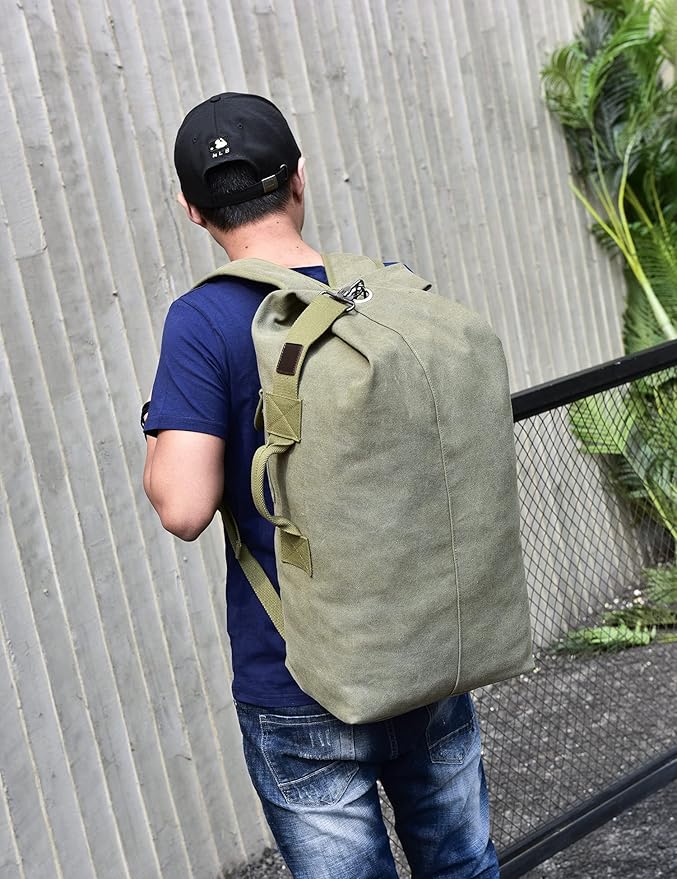 Large Capacity Travel Climbing Bag Tactical Military Duffel Bag Top Load Double Strap Canvas Backpack