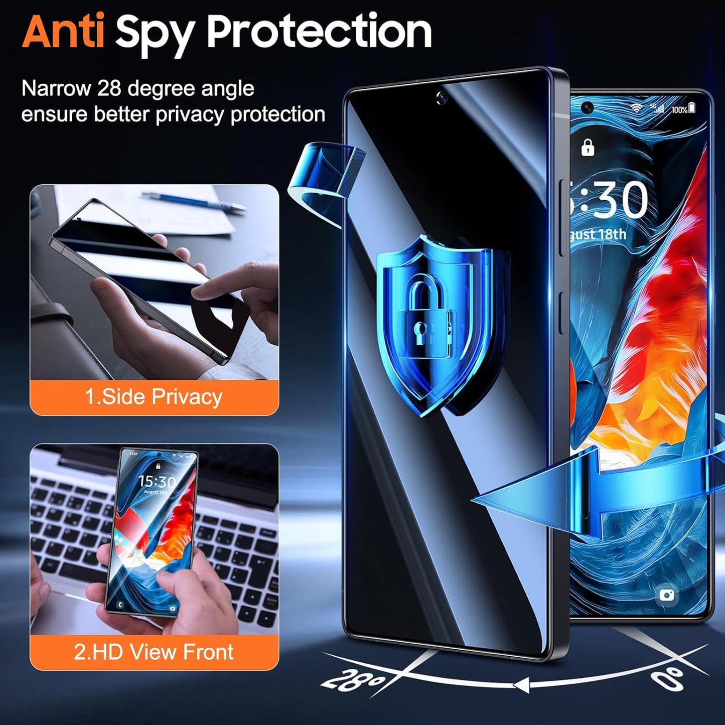 2 Pack S25 S25 Glass,3D UniqueMe for Samsung Galaxy Ultra Privacy Screen Protector - [Fingerprint Unlocking] Easy