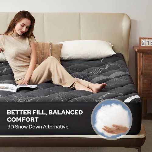 BEDLORE Queen Mattress Topper - Soft Bamboo Viscose Pillow Top for Back Pain Relief | Fits 6-18 Inch Mattresses