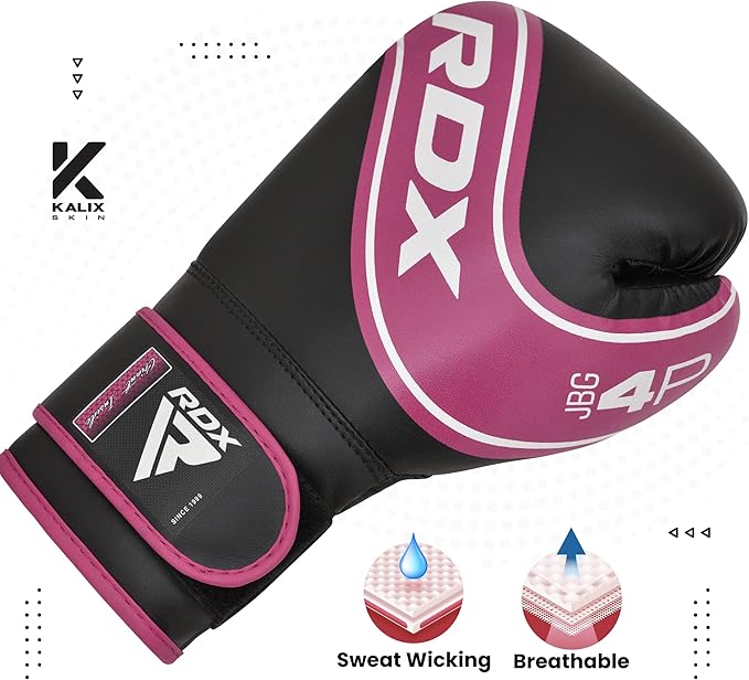 RDX Kids Boxing Gloves, 6oz 4oz Junior Training Mitts, Maya Hide Leather Ventilated Palm, Muay Thai Sparring MMA Kickboxing Fighting, Punch Bag Speed Ball Focus Pads Punching Workout