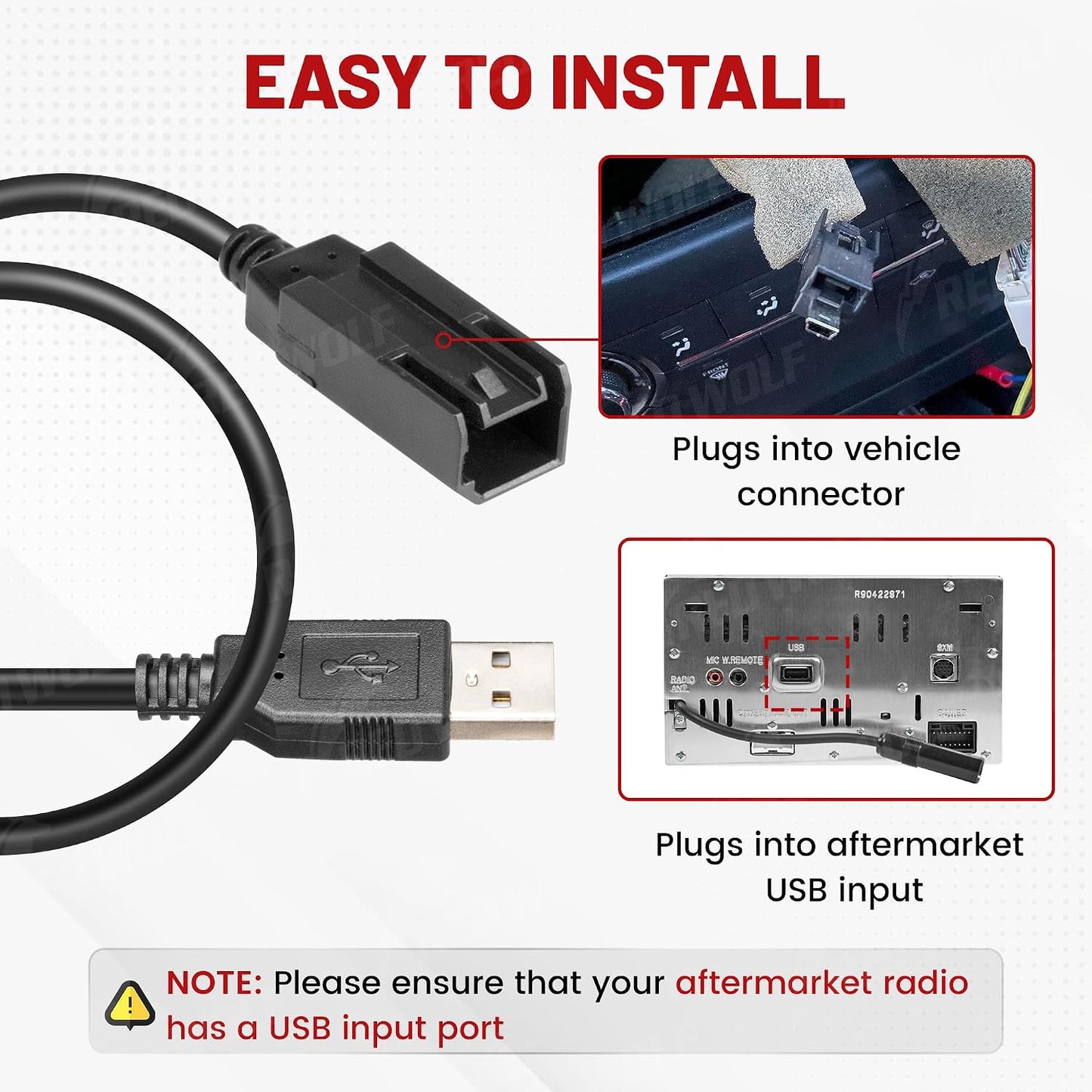2015-2022 RED WOLF Car Stereo Factory USB Port Cable Wiring Harness Retention for Nissan Frontier Titan Sentra Retain