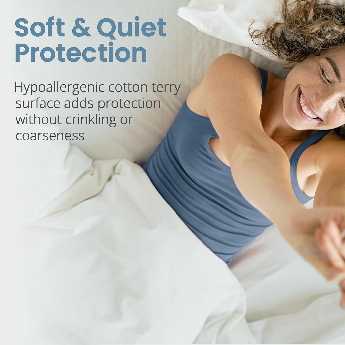 SafeRest Waterproof Mattress Protector - Twin Size Fitted Cover with Stretchable Pockets | Machine Washable Cotton Blend