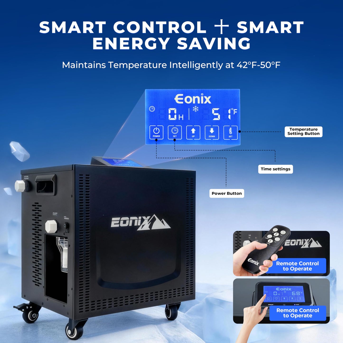 EONIX 1/2HP Upgraded Cold Plunge Chiller,Ice Bath Water Chiller for Cold Plunge Tubs,Built-in Filter & Water Pump, Insulated Hoses,Quiet Operation,Ice Bath Chiller for Cold Therapy Recovery 110V