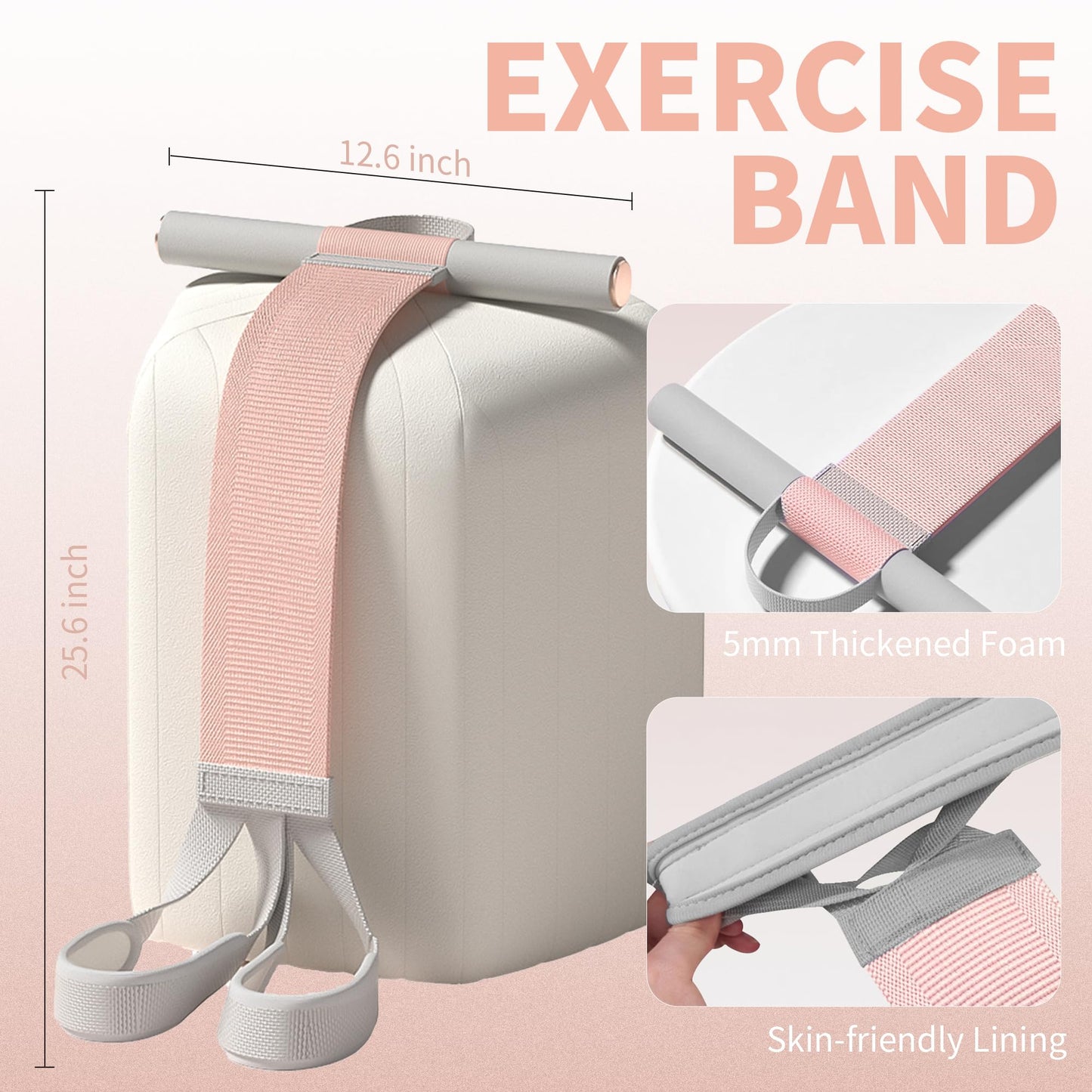 Fabric Resistance Band with Handles Non-Slip Foot Pedal Puller for Women 120lb Full-Body Fitness Band for Strength Muscle Training Workout Equipment for Chest Glutes Leg Arm Core Wrist Ankle