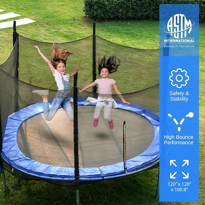 Serenelife 12FT 10FT 8FT Recreational Trampolines with Enclosure Net and Ladder and Anti-Rust Coating, ASTM Approved Trampoline Outdoor for Kids and Adults Outdoor Yard Trampolines