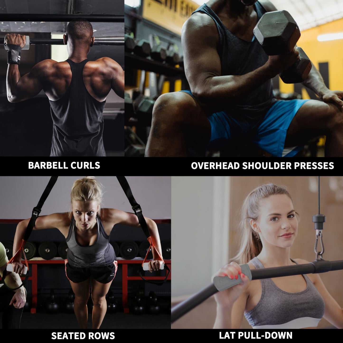 Hikeen Thick Bar Dumbbell Grips,Non Slip Hard Rubber Barbell Grips,Grips for Weight Lifting, Muscle Building-2.25" Outer Diameter
