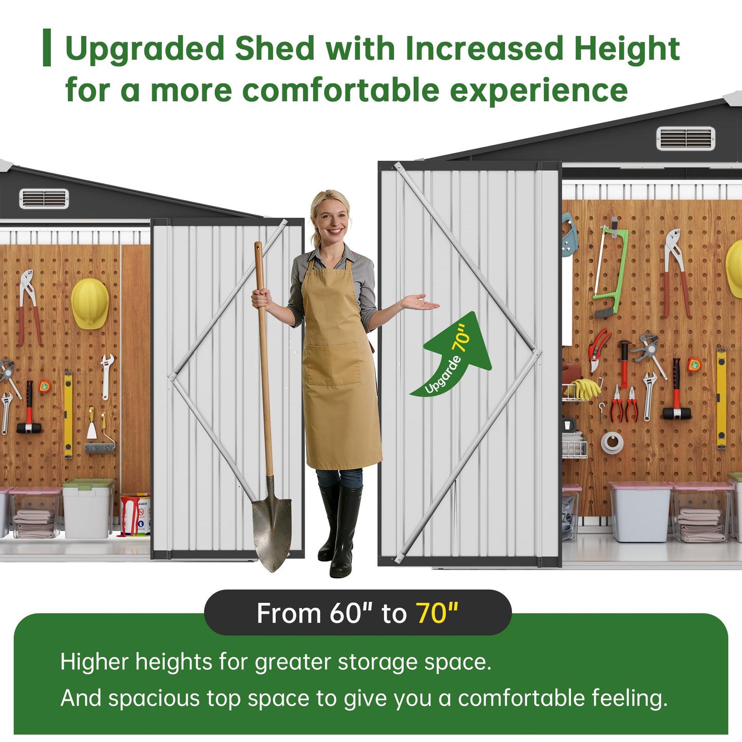 Metal Storage Shed & Outdoor Storage, Outdoor Steel Storages Shed with Sloping Roof, Utility and Tool Garden Sheds for Backyard Patio Lawn